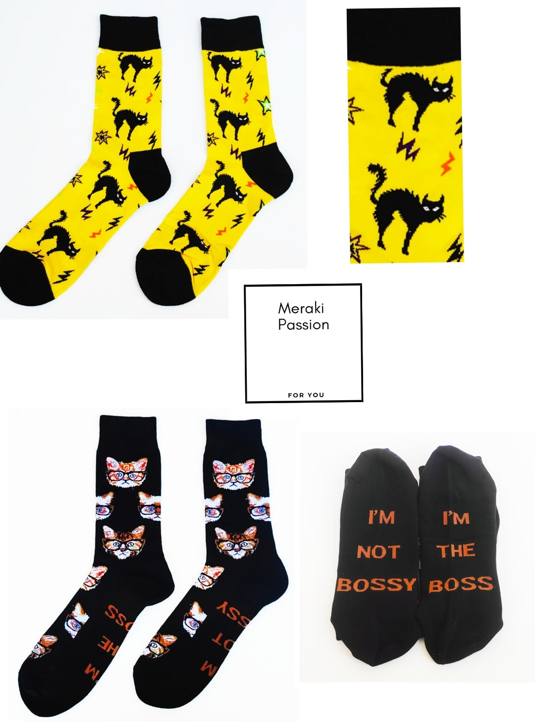 Pack of 2 pairs of Funny Socks for CAT LOVERS. Cat Lovers. Unisex. One size.