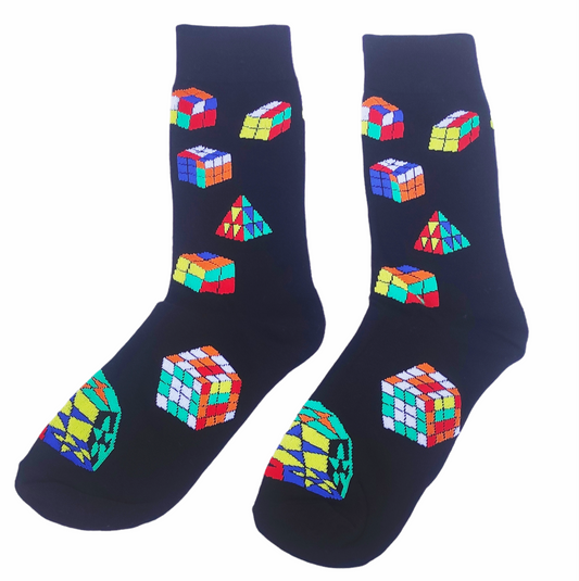 Calcetines Divertidos, con estampados del CUBO DE RUBIK. Unisex. Talla única