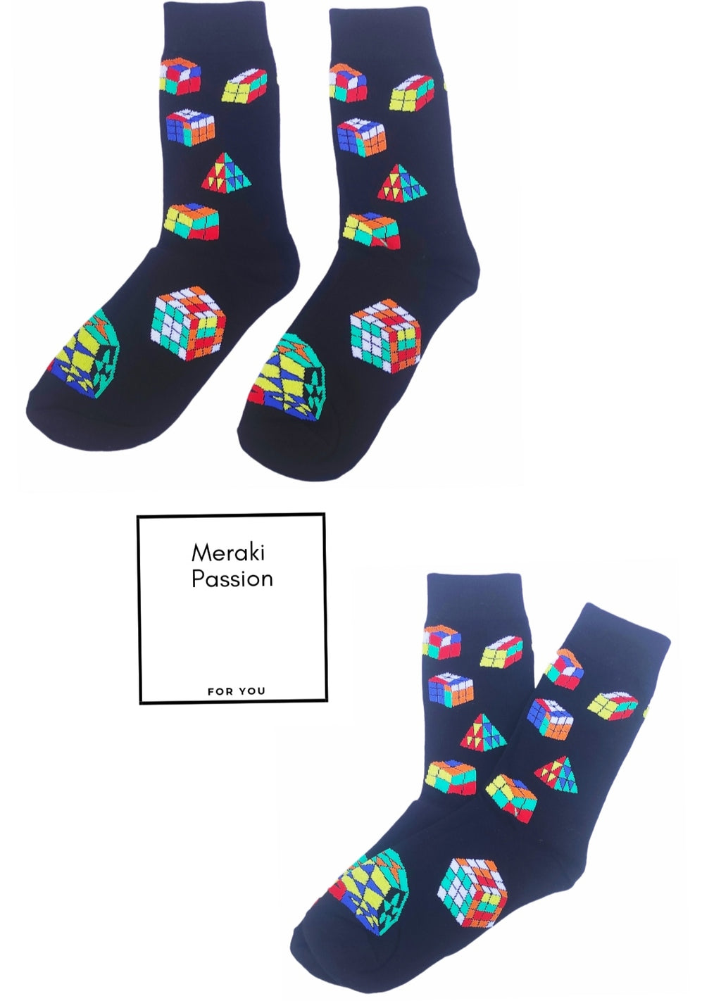 Calcetines Divertidos, con estampados del CUBO DE RUBIK. Unisex. Talla única