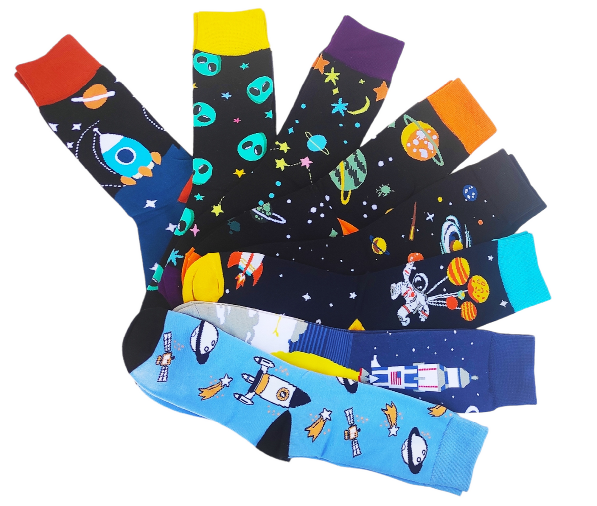 Pack 8 socks UNIVERSE, PLANETS, ROCKETS and ALIENS