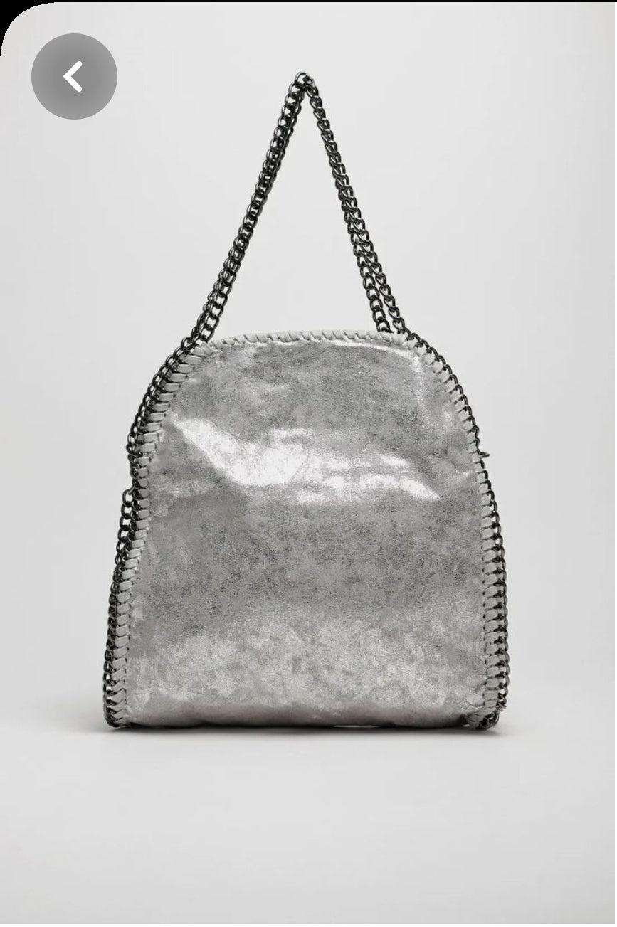 Bolso Plata con cadenas. SILVER BAG for Ipad, Silver Shopper, Shoulder Bag Silver, Work bag