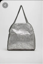 Bolso Plata con cadenas. SILVER BAG for Ipad, Silver Shopper, Shoulder Bag Silver, Work bag