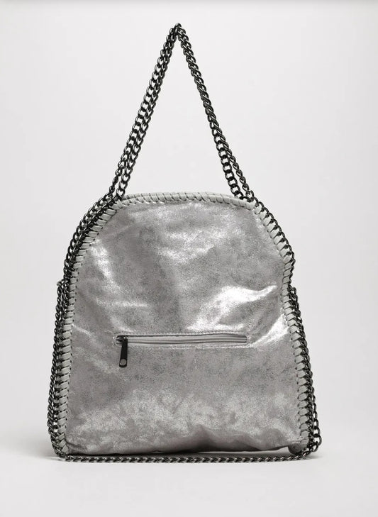 Bolso Plata con cadenas. SILVER BAG for Ipad, Silver Shopper, Shoulder Bag Silver, Work bag