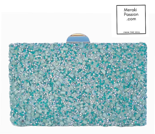 Bolso de fiesta Clutch de color azul turquesa con suaves