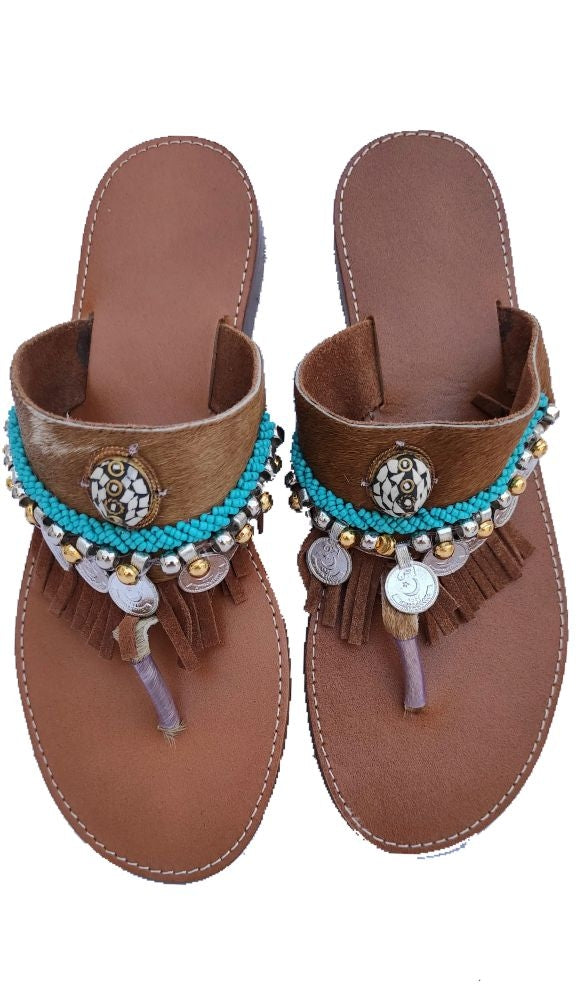 Conjunto de bolso de piel de potro + sandalias de piel + cinturón de piel